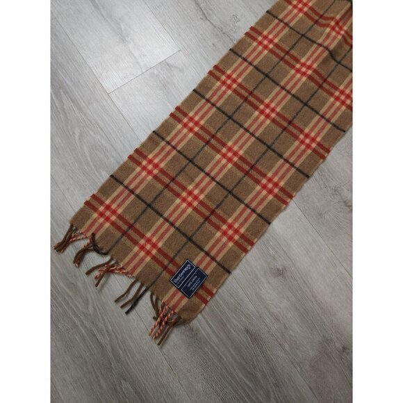 Vintage Burberrys of London 100% Wool Fringe Equestrian Knight Scarf Authentic - Picture 8 of 12